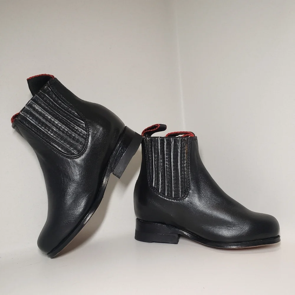 Boys Size 4.5 Boots Charro Boot Black 100% Leather Mariachi Western Diegos Boots